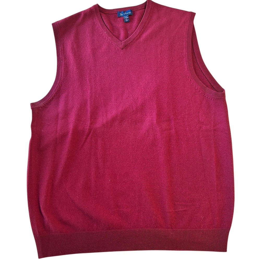 Paul‎ Fredrick Men's Silk Cashmere Sweater Vest Layering Burgundy LT